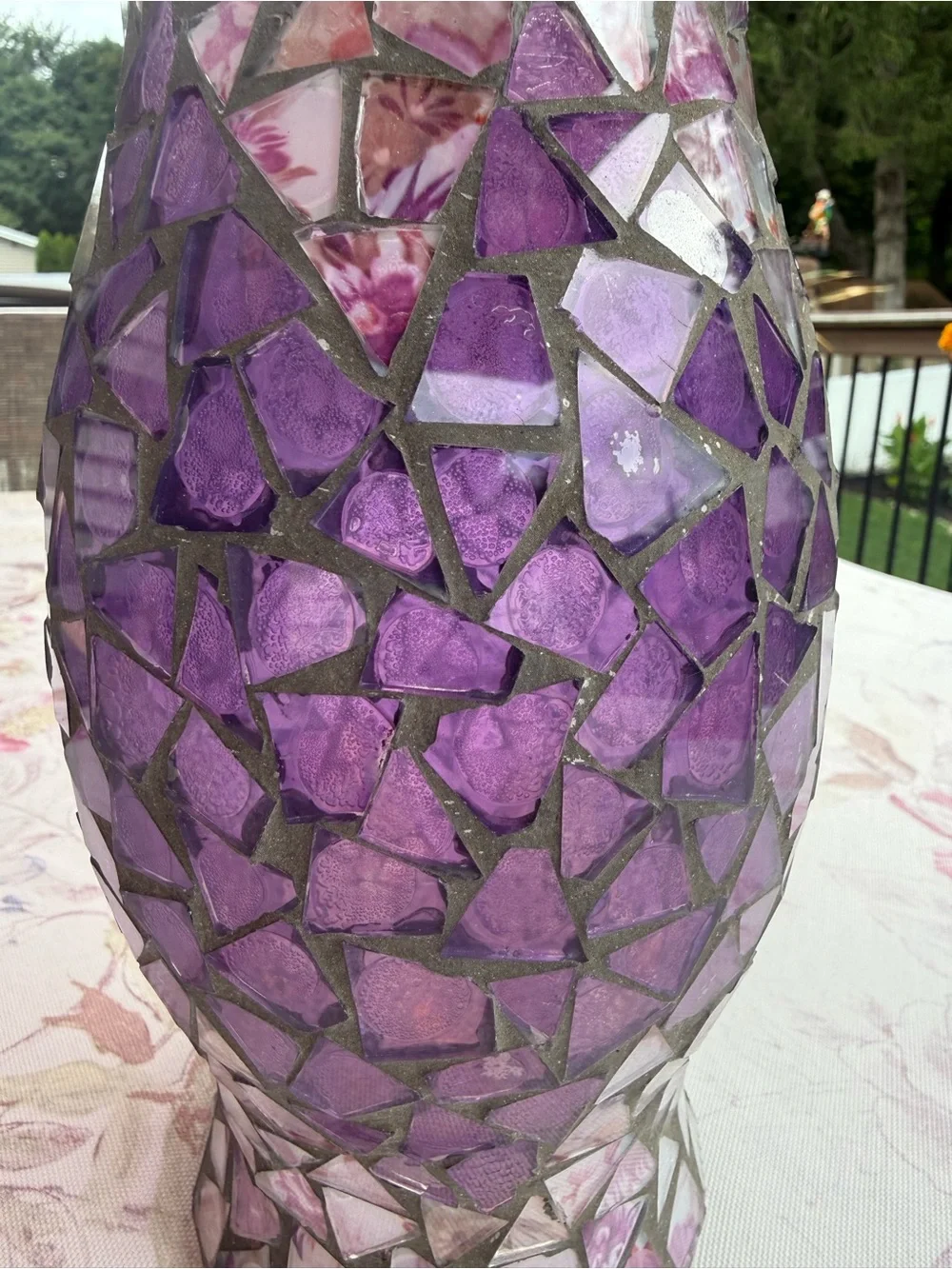 Purple Mosaic Glass hurricane lamp